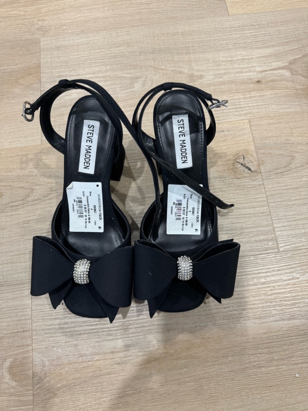 Steve Madden Black Bow Ankle-Strap Heels